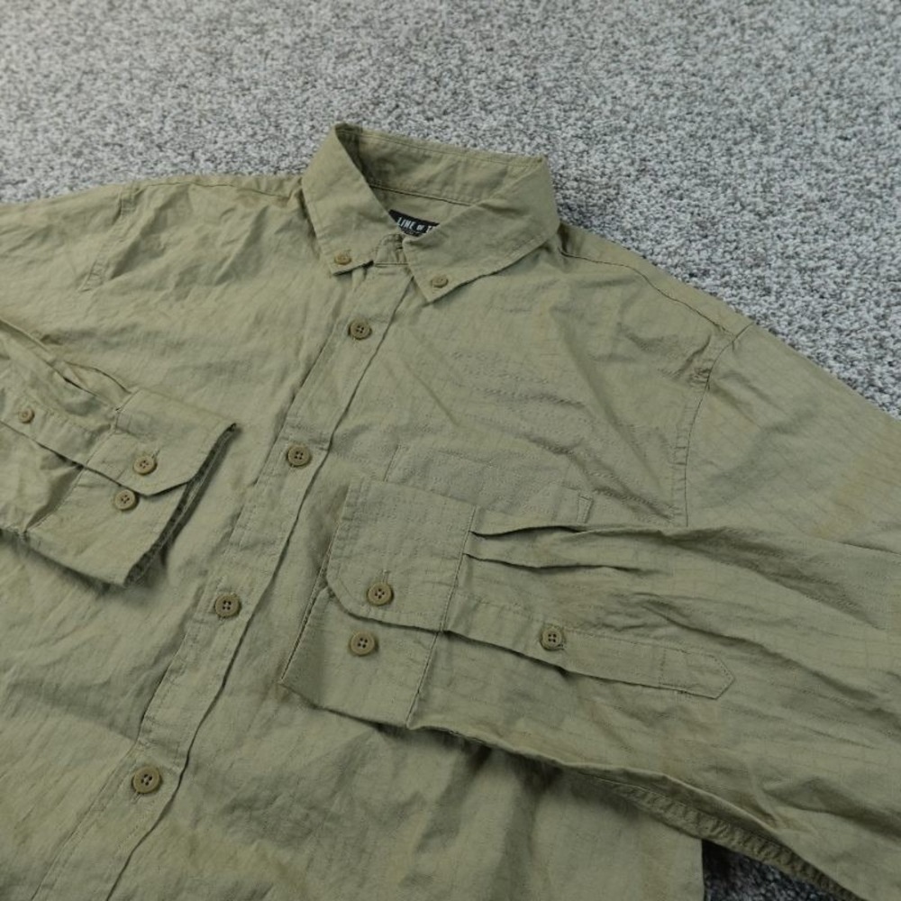Line Of Trade Shirt Mens M Green Button Up Ripstop Long Sleeve Casual Workwear